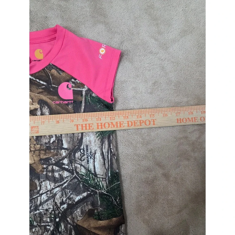 Carhartt Shirt Girls size 5 pink Realtree Camo Force Tank Performance S/S EUC